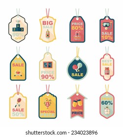 Sport tag flat banner background set, eps10