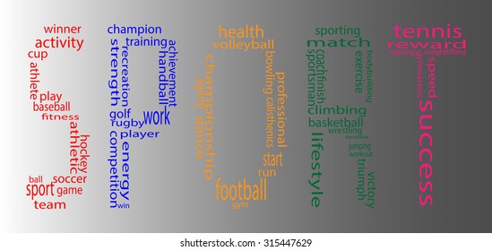 Sport tag keyword. Running and athletic, basketball and volleyball, handball and rugby, gymnastics and climbing, vector illustration