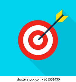 Sport Target Icon. Vector Illustration Flat Style Item with Long Shadow.