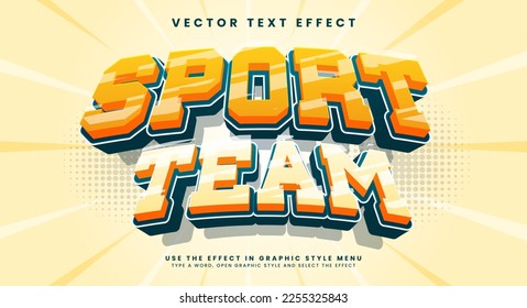 Efecto de estilo de texto vectorial 3d editable del equipo deportivo 