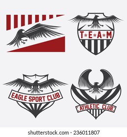 sport team crests set with eagles vector design template