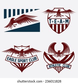 sport team crests set with eagles vector design template