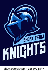 Sport Team Mascot Logo Style of Knight Helmet