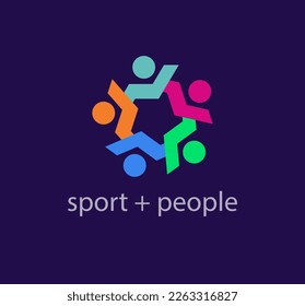 Sport team and people and running logo. Unique color transitions. People doing sports logo template. vector