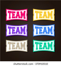 Sport team power full typography, t-shirt graphics, vectors. Logo set