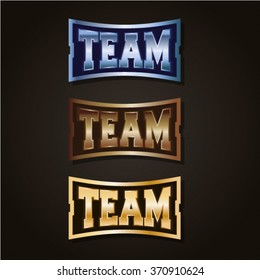 Sport team power full typography, t-shirt graphics, vectors. Luxury, royal metal logo set.