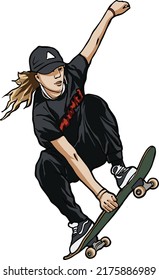 sport teenager skateboard jumping action