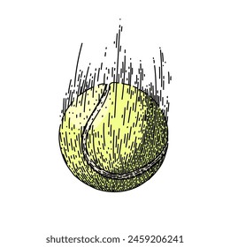 sport tennis ball hand drawn. isolated racket, green tenis, object macro sport tennis ball vector sketch. isolated color illustration