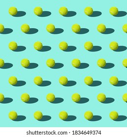 Sport Tennis Ball Pattern Texture Wallpaper Backdrop Repeat Layout Template. Vector Square Illustration on Turquoise Background