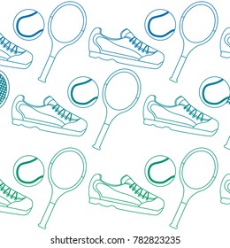 sport tennis ball racket sneaker seamless pattern
