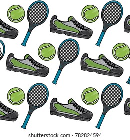 sport tennis ball racket sneaker seamless pattern