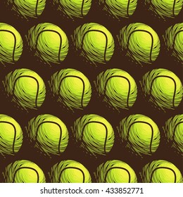 Sport tennis ball seamless pattern vector