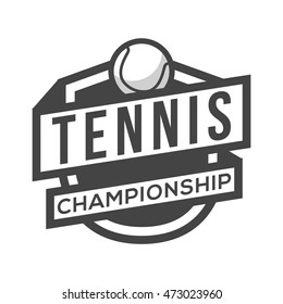 Sport Tennis Logo. Black and White. Vintage Style.