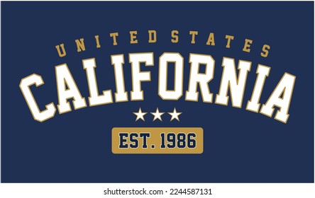 sport text city vector varsity california united states est design