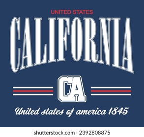 sport text city vector varsity California United States design t-shirt