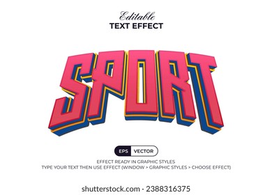 Sport Text Effect 3D Curved Style. Editable Text Effect Style Typography Font.