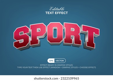 Estilo curvo del efecto de texto deportivo. Efecto de texto modificable.