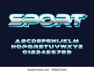 Sport text effect, Modern and cool text effect with 3d bold style. Set of alphabet and number for poster headline, advertisement, logo branding. Sport Modern Alphabet Font.