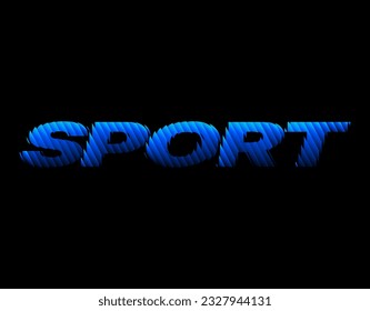 Sport text with fluted glass effect. Lettering typography concept, Motivation quote. Run wordmark logo. Logo template for Running club, Marathon tournament or Fitness.