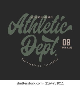 Sport Theme. Athletic Dept. T Shirt Design. Vector