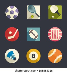 Sport theme flat icon set