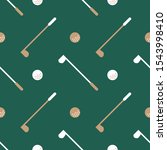 Sport theme seamless pattern, ornament of golf club and golf ball