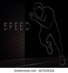 Sport themed vector line art of an individual sprinting.