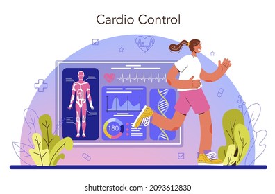 Sport therapy concept. People doing sport exercise in gym with an instructor. Characters practicing physiotherapy with a therapist. Flat vector illustration