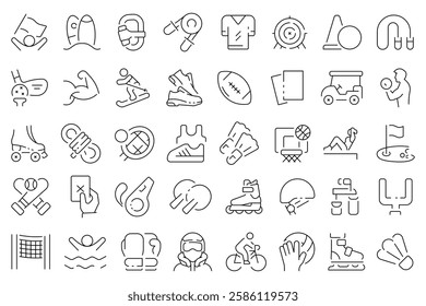 Sport thin line icons set. Sport vector symbol and icons.