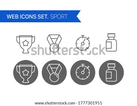 Sport thin line icons vector set