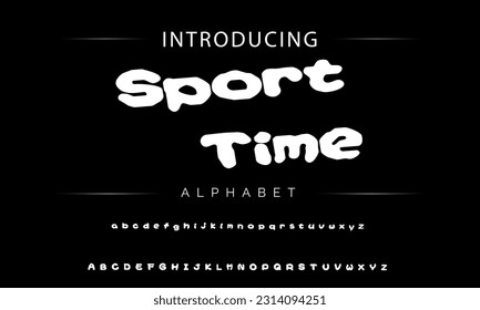 Sport Time Playful style font design, childish alphabet letters and numbers vector illustration