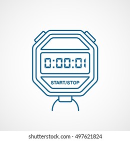 Sport Timer Blue Line Icon On White Background