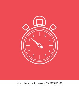 Sport Timer Line Icon On Red Background