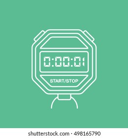 Sport Timer Line Icon On Green Background