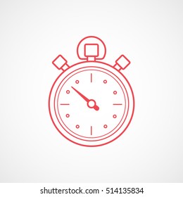 Sport Timer Red Line Icon On White Background