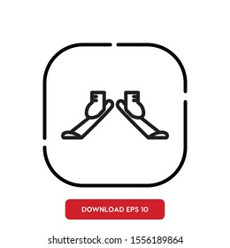 Sport tools symbol, skis outline vector icon