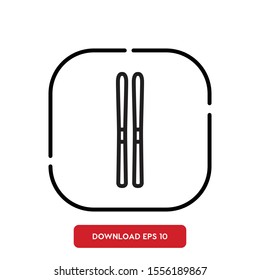 Sport tools symbol, skis outline vector icon