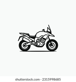 Logotipo de ilustración vectorial simple de motocicleta de gira deportiva, plantilla de icono. Objeto aislado en segundo plano