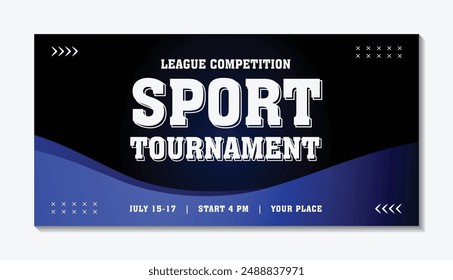 Sport tournament event design template blue background curved pattern modern design, soccer championship banner design, vector illustration