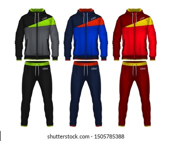 sport track suit design template,jacket and trousers vector illustration.