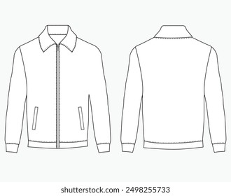 Chaqueta de traje de pista deportiva sudadera delantera, trasera y vistas laterales Ilustración vectorial