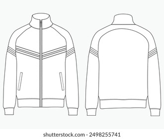 Sportanzug Jacke Sweatshirt vorne, hinten und seitliche Ansichten Vektor Illustration