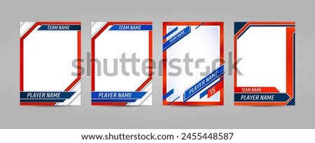 Sport trading card template. Isolated 3d vector cards featuring athlete or team names and place for images, allow fans to trade, collect, and play games based on their favorite sports and players