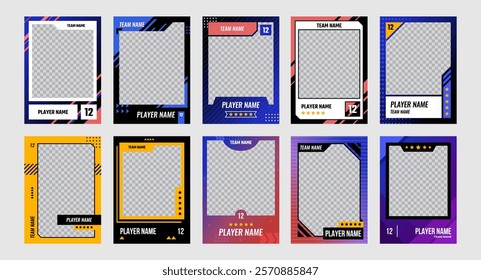 Sport trading card template set