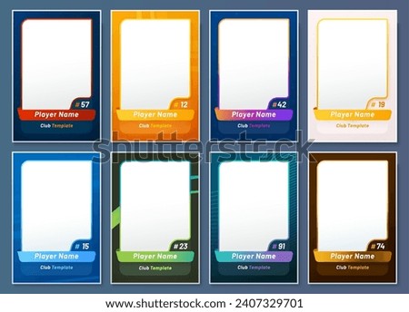 Sport trading cards. Soccer team score poster, football club match or hockey player image cards, basketball league tournament vector banner blank templates with colorful, modern digital style frames ストックフォト © 