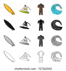 Sport, training, competitions, and other web icon in cartoon style.Surfing, sea, ocean icons in set collection.