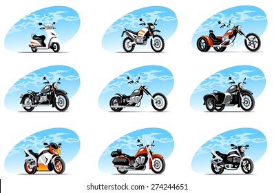 Sport and travel vehicle icons