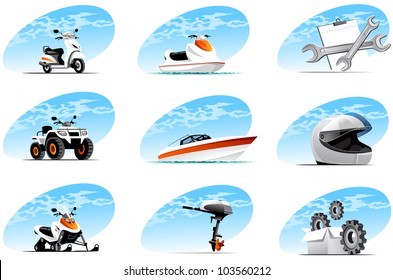 Sport and travel vehicle icons (set #4)