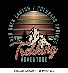 Sport trekking adventure typography, tee shirt graphics, vectors