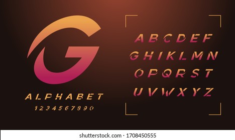 Sport trendy modern ypeface font and alphabet, zinc zink luxury sci-fi minimal classic game urban futuristic typo typography and number. Vector illustration.